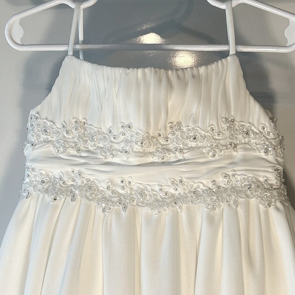 David's Bridal SZ 4 Ivory Full Length Dress Flower Girl Formal Concert Recital - Picture 2 of 9